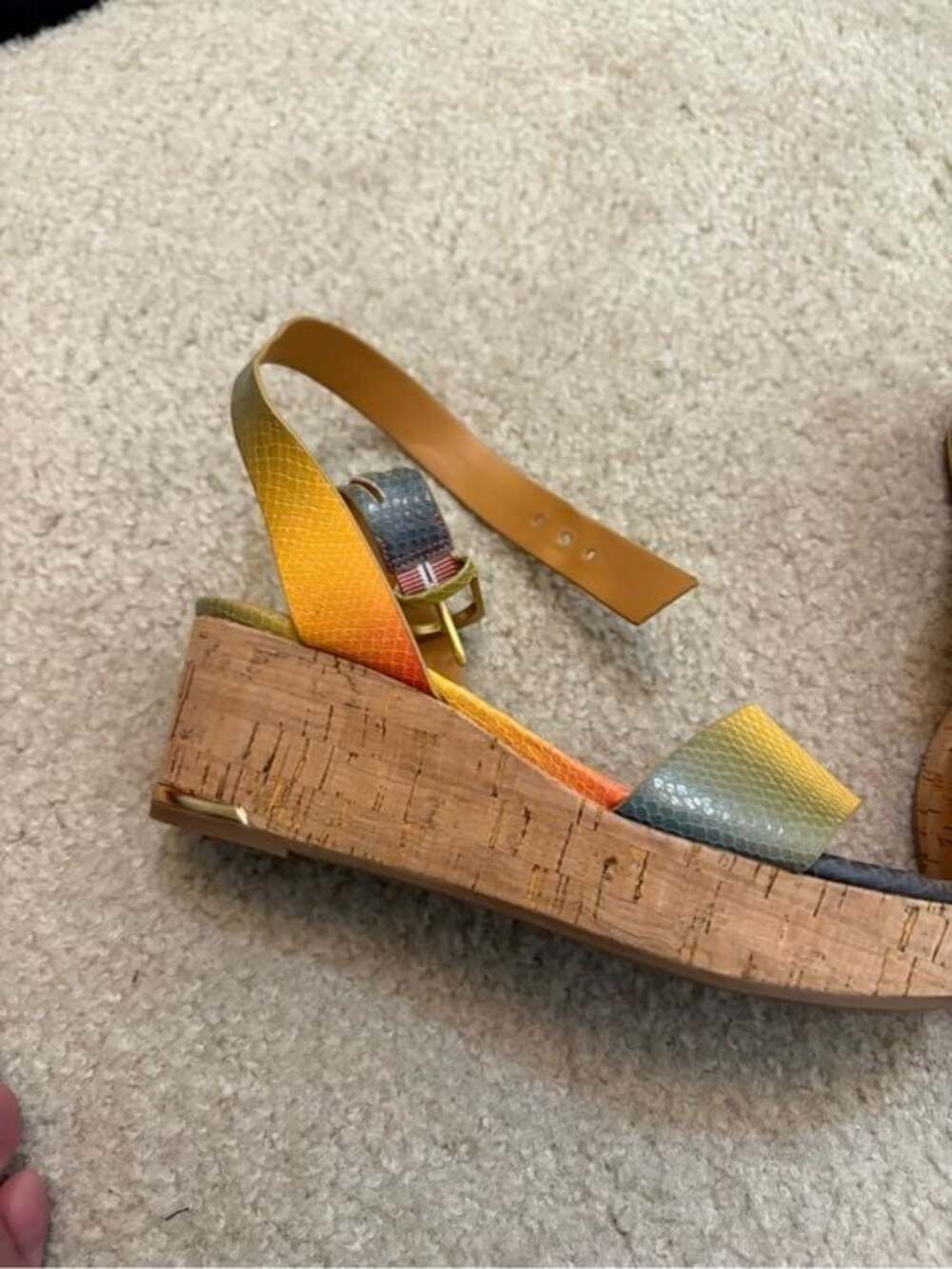 Ombre Snake-Embossed Ankle-Strap Wedges - Picture 2 of 9